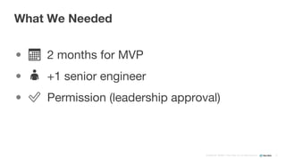 Confidential ©2008–17 New Relic, Inc. All rights reserved
• 📅 2 months for MVP
• 👤 +1 senior engineer
• ✅ Permission (leadership approval)
What We Needed
21
 