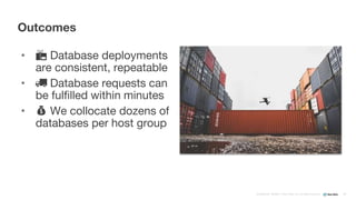 Confidential ©2008–17 New Relic, Inc. All rights reserved
• 📦 Database deployments
are consistent, repeatable
• 🚚 Database requests can
be fulfilled within minutes
• 💰 We collocate dozens of
databases per host group
Outcomes
48
 