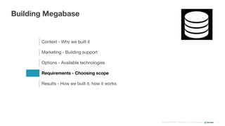Confidential ©2008–17 New Relic, Inc. All rights reserved
Building Megabase
6
Context - Why we built it
Marketing - Building support
Options - Available technologies
Requirements - Choosing scope
Results - How we built it, how it works
 