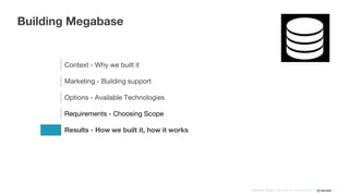 Confidential ©2008–17 New Relic, Inc. All rights reserved
Building Megabase
7
Context - Why we built it
Marketing - Building support
Options - Available Technologies
Requirements - Choosing Scope
Results - How we built it, how it works
 