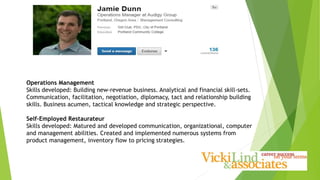Operations Management
Skills developed: Building new-revenue business. Analytical and financial skill-sets.
Communication, facilitation, negotiation, diplomacy, tact and relationship building
skills. Business acumen, tactical knowledge and strategic perspective.
Self-Employed Restaurateur
Skills developed: Matured and developed communication, organizational, computer
and management abilities. Created and implemented numerous systems from
product management, inventory flow to pricing strategies.
 