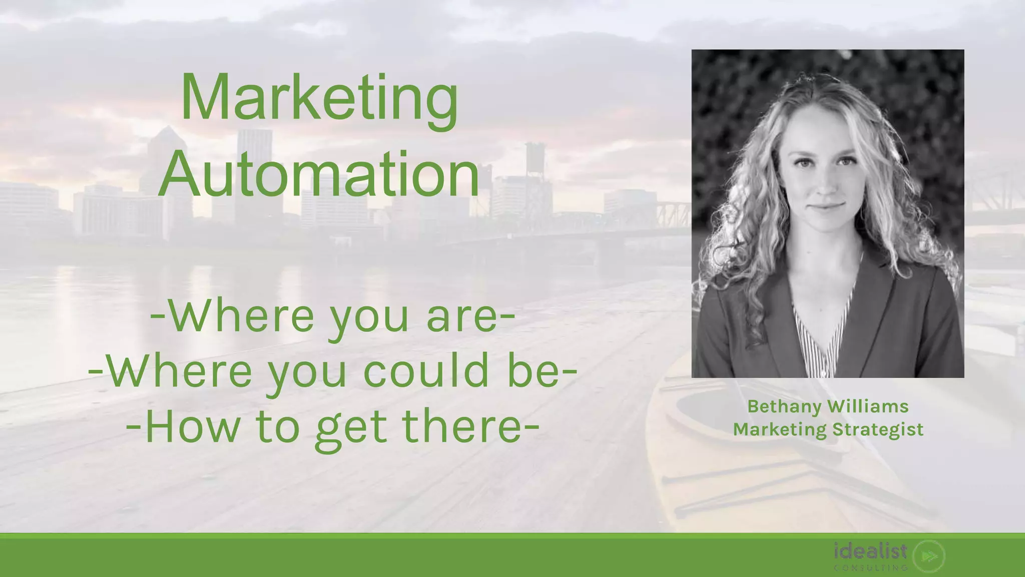 -Where you are-
-Where you could be-
-How to get there-
Bethany Williams
Marketing Strategist
Marketing
Automation
 