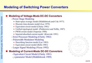 DC-DC Converters - Topologies, Modeling, and Control | PPTX