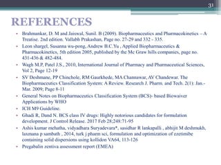 REFERENCES
• Brahmankar, D. M and Jaiswal, Sunil. B (2009). Biopharmaceutics and Pharmacokinetics – A
Treatise. 2nd editio...