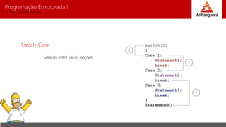 Programação Estruturada I 
Prof. Charles Fortes 
Switch-Case 
Seleção entre várias opções. 
 