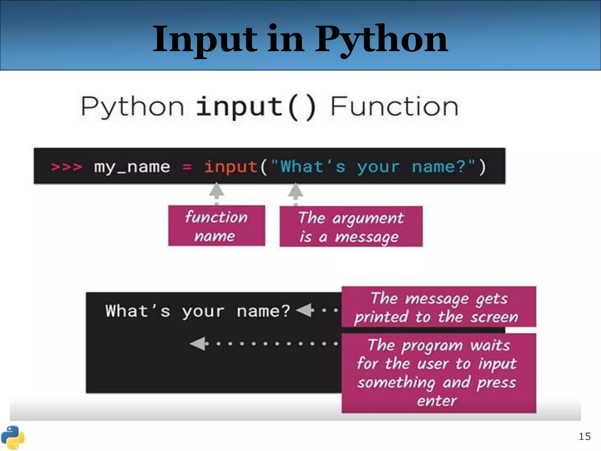 15
Input in Python
 