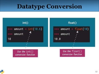 12
Datatype Conversion
 