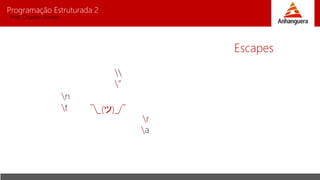 Programação Estruturada 2
Prof. Charles Fortes
Escapes
n
t
r
a

”
¯_(ツ)_/¯
 