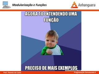 Modularização e Funções
Prof. Thomás da Costa Programação Estruturada II
 