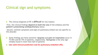 Diagnosis and managment of pulmonary embolism | PPTX