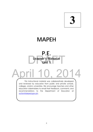 Grade 3 PE Learners Module | PDF