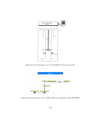 Figure B.143: Schematic view of well PEC-10 from project ﬁle.




Figure B.144: Schematic view of Well PEC-10, simulation after PIPESIM.




                                 130
 
