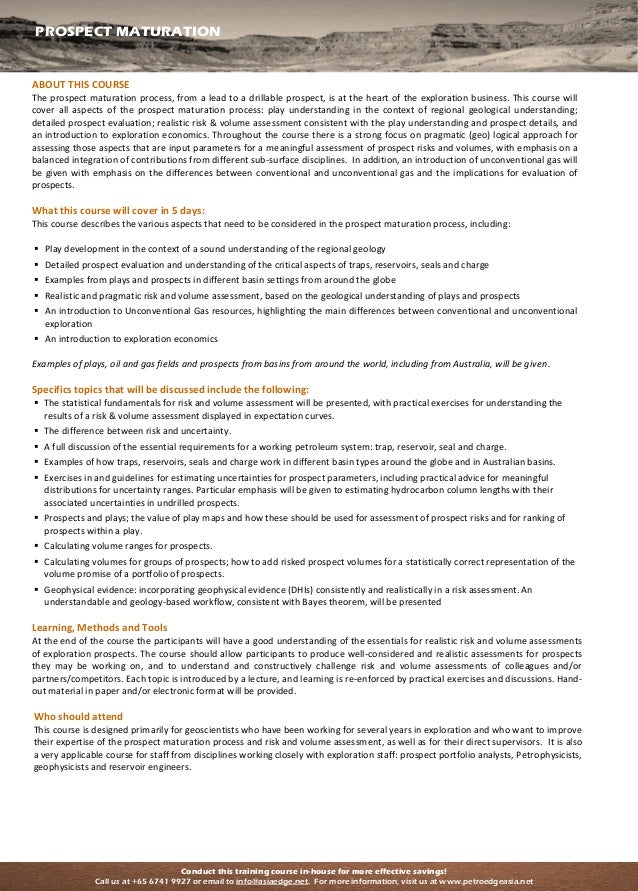Prospect Maturation in E&P Exploration