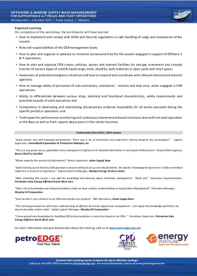 Offshore supply base management training course. All you need to know!