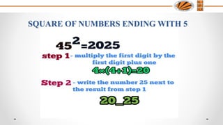 SQUARE OF NUMBERS ENDING WITH 5
 