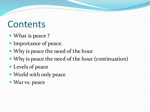 Why is peace important?
