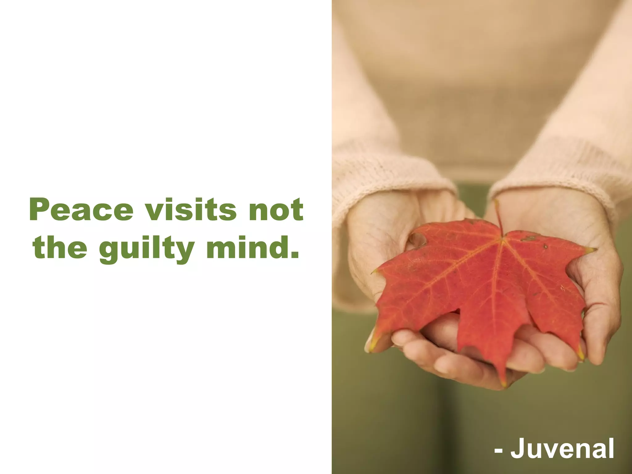 Peace visits not the guilty mind. - Juvenal 