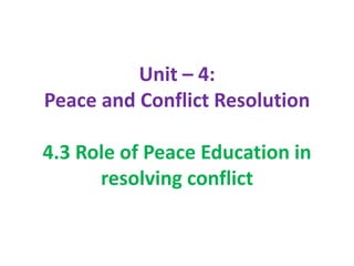 Peace and Conflict Resolution | PPTX