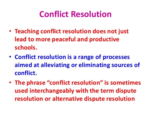 conflict and conflict resolution in conflict and conflict resolution in