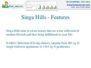 WE COMPARE, YOU SAVE
www.iCompareLoan.com
SMS: (65) 9782-8606
Singa Hills - Features
Singa Hills aims to create homes that...