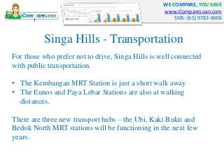 WE COMPARE, YOU SAVE
www.iCompareLoan.com
SMS: (65) 9782-8606
Singa Hills - Transportation
For those who prefer not to dri...