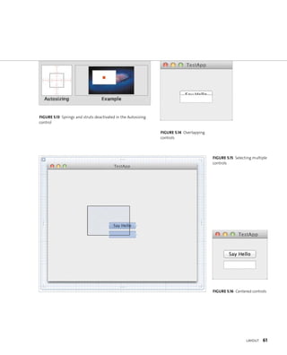 layout 61 
fiGURe 5 13 Springs and struts deactivated in the Autosizing 
control 
fiGURe 5 15 Selecting multiple 
controls 
fiGURe 5 14 Overlapping 
controls 
fiGURe 5 16 Centered controls 
 