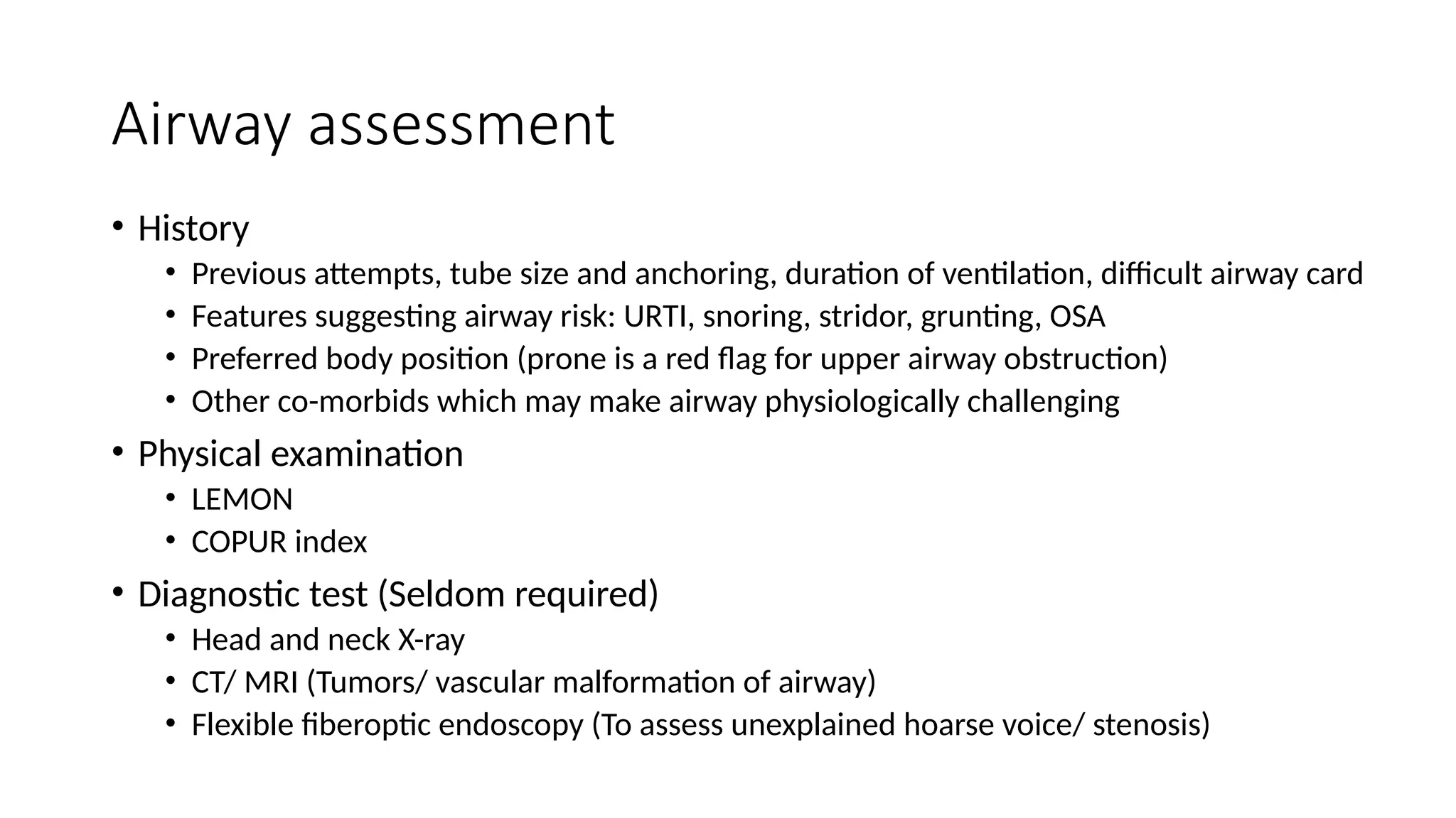 Peadiatric Anaesthesia - Airway Assessment | PPTX