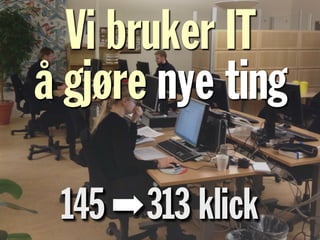 145 ➡313 klick
Vi bruker IT
å gjøre nye ting
 