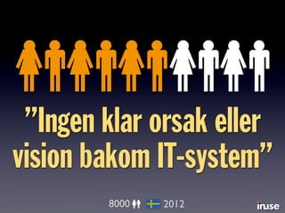 ”Ingen klar orsak eller
vision bakom IT-system”
8000 2012
 