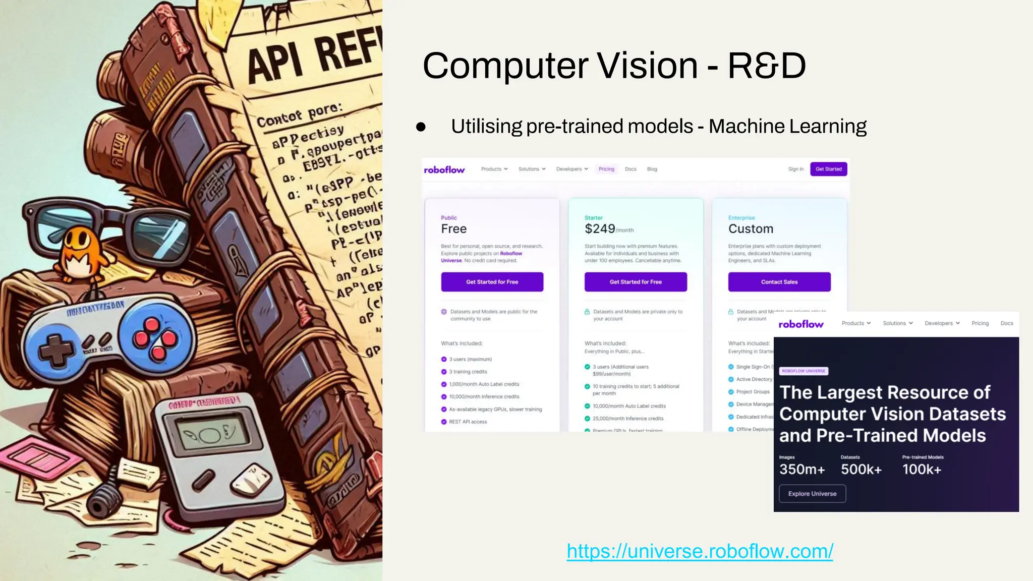 Computer Vision - R&D
● Utilising pre-trained models - Machine Learning
https://universe.roboflow.com/
 