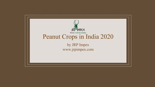 Peanut Crops in India 2020
by JRP Impex
www.jrpimpex.com
 