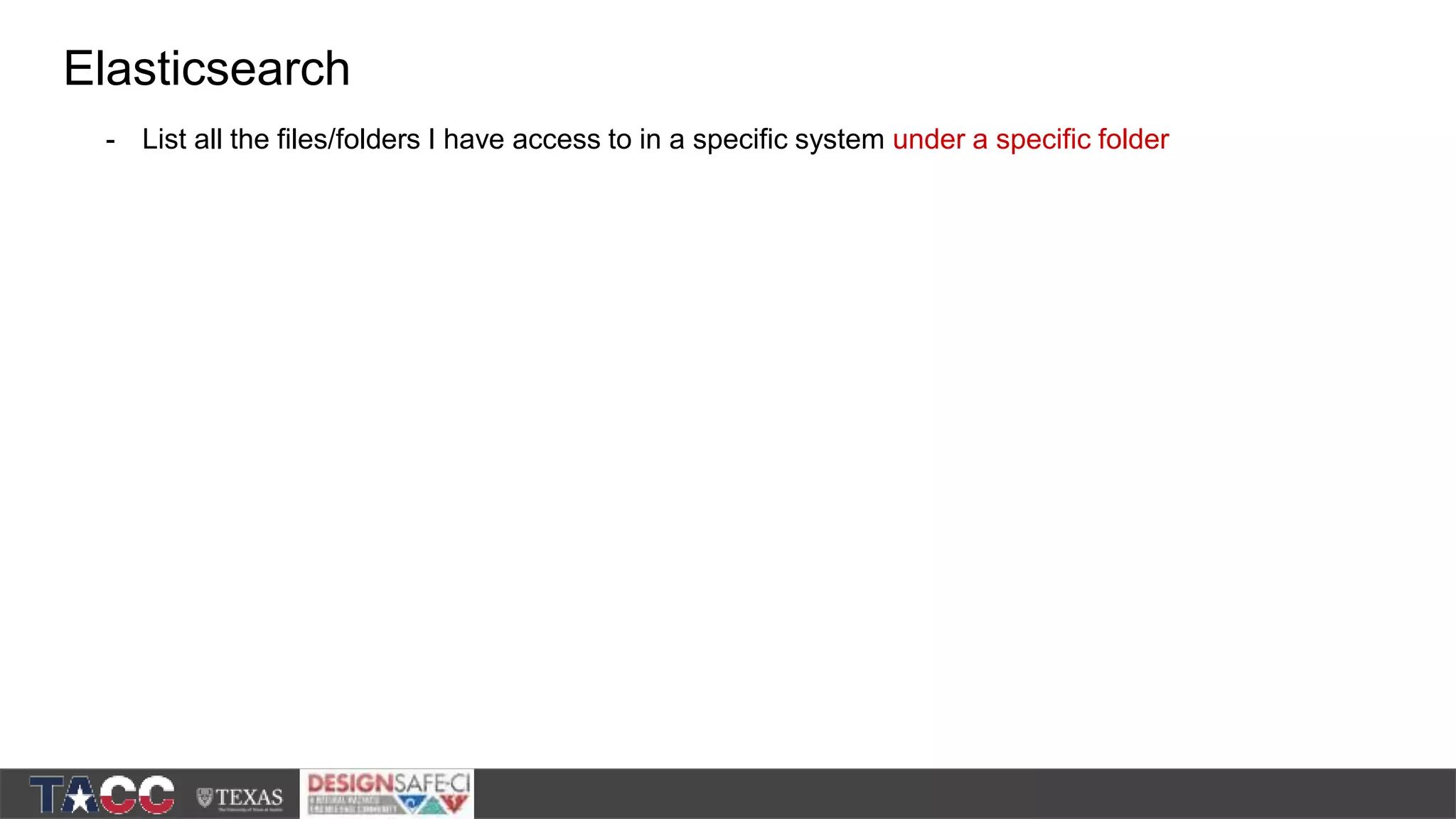 Elasticsearch - List all the files/folders I have access to in a specific system under a specific folder 