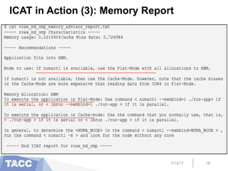 ICAT in Action (3): Memory Report
7/13/17 18
 