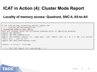 ICAT in Action (4): Cluster Mode Report
Locality of memory access: Quadrant, SNC-4, All-to-All
7/13/17 19
 