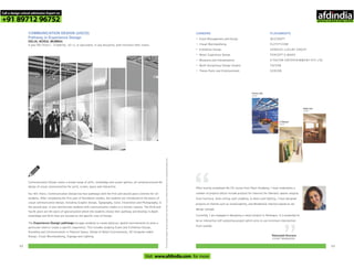 Communication Design covers a broad range of skills, knowledge and career options, all centered around the
design of visual communication for print, screen, space and interactive.
Our BA (Hons.) Communication Design has four pathways with the first and second years common for all
students. After completing the first year of foundation studies, the students are introduced to the basics of
visual communication design, including Graphic Design, Typography, Color, Illustration and Photography, in
the second year. It also familiarizes students with communication media in a holistic manner. The third and
fourth years are the years of specialization where the students choose their pathway and develop in-depth
knowledge and skills that are focused on the specific area of Design.
The Experience Design pathwayencourages students to create physical, spatial environments to solve a
particular need or create a specific experience. This includes studying Event and Exhibition Design,
Branding and Communication in Physical Space, Design of Retail Environments, 3D Computer-aided
Design, Visual Merchandising, Signage and Lighting.
Forlearningmodules,faculty,studentworkandothercourserelatedinformationvisitwww.pearlacademy.com
CAREERS
•
•
•
•
•
•
•
Event Management and Design
Visual Merchandising
Exhibition Design
Retail Experience Design
Museums and Interpretation
Multi-disciplinary Design Studios
Theme Parks and Entertainment
PLACEMENTS
WIZCRAFT
ELITIFY.COM
GENESIS LUXURY GROUP
PERCEPT D MARK
E FACTOR ENTERTAINMENT PVT. LTD.
TAFCON
SERCON
After having completed the CD course from Pearl Academy, I have undertaken a
number of projects which include projects for interiors for thematic spaces ranging
from furniture, false ceiling, wall cladding, to doors and lighting. I have designed
projects on themes such as Sustainability, and Residential interiors based on set
design concept.
Currently, I am engaged in designing a resort project in Palampur. It is projected to
be an interactive self-sustaining project which aims to use minimum intervention
from outside.
“
Ratnanjali Khurana
EVENT MANAGER
Prerna Jain
UGCD
V. Subasri
UGCD
Rahil Jain
UGCD
COMMUNICATION DESIGN (UGCD)
Pathway in Experience Design-
DELHI, NOIDA, MUMBAI
4 year BA (Hons.) - Eligibility: 10+2, or equivalent, in any discipline, with minimum 50% marks
5352
Call a design school admission Expert on
+91 89712 96752
Visit www.afdindia.com for more
afdindia
.
gateway to global design schools
 