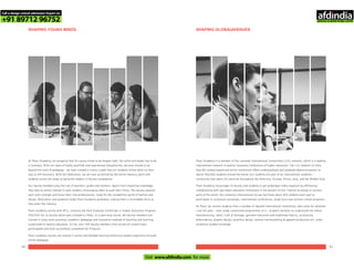 SHAPING YOUNG MINDS
At Pearl Academy, we recognise that for young minds to be shaped right, the artist and leader has to be
a visionary. With our team of highly qualified and experienced educationists, we have strived to go
beyond the tools of pedagogy - we have created a vision; a path that our students follow while on their
way to self-discovery. With this dedication, we are now acclaimed by the entire industry, peers and
students across the globe as being the leaders in faculty competence.
Our faculty members play the role of teachers, guides and mentors. Apart from imparting knowledge,
they take an active interest in each student, encouraging them to push their limits. The faculty assesses
each one's strength and hones them into professionals, ready for the competitive world of fashion and
design. Motivation and guidance shape Pearl Academy graduates, making them a formidable force as
they enter the industry.
Pearl Academy jointly with NTU, conducts the Post Graduate Certificate in Higher Education Program
(PGCHE) for its faculty which was initiated in 2006. In a year-long course, the faculty members are
trained in class-room practices, academic pedagogy and innovative methods of teaching and learning,
customized to fashion education. So far, over 100 faculty members from across all centers have
participated and have successfully completed the Program.
Pearl Academy faculty are trained in online and blended learning enhancing student experience through
online pedagogy.
SHAPING GLOBALAVENUES
Pearl Academy is a member of the Laureate International Universities (LIU) network, which is a leading
international network of quality innovative institutions of higher education. The LIU network of more
than 80 campus-based and online institutions offers undergraduate and graduate degree programs to
nearly 950,000 students around the world. Our students are part of an international academic
community that spans 29 countries throughout the Americas, Europe, Africa, Asia, and the Middle East.
Pearl Academy encourages its faculty and students to get global/pan-India exposure by affiliating/
collaborating with top higher education institutions in the domain of Art, Fashion & Design in various
parts of the world. Our extensive international tie-ups facilitate about 200 students each year to
participate in reciprocal exchanges, international conferences, study tours and summer school programs.
At Pearl, we receive students from a number of reputed international institutions, who come for semester
/ one full year – level study, customized programmes of 6 – 8 weeks duration to understand the Indian
manufacturing, retail, craft & heritage, garment industries and traditional fabrics, accessories,
embroideries, graphic design, jewellery design, fashion merchandising & apparel production etc. under
reciprocal student exchange.
90 91
Call a design school admission Expert on
+91 89712 96752
Visit www.afdindia.com for more
afdindia
.
gateway to global design schools
 