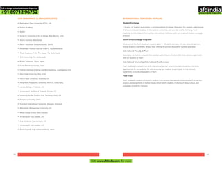 OUR RENOWNED GLOBALASSOCIATES
• Nottingham Trent University (NTU), UK
• Domus Academy
• NABA
• Santa Fe University of Art & Design, New Mexico, USA
• Textile Institute, Manchester
• Berlin Technische Kunsthochschule, Berlin
• Amsterdam Fashion Institute (AMFI), The Netherlands
• Royal Academy of Art, The Hague, The Netherlands
• NHL University, The Netherlands
• Bunka University, Tokyo, Japan
• Saint Thomas University, Japan
• Fashion Institute of Design and Merchandising, Los Angeles, USA
• Kent State University, Ohio, USA
• Heriot-Watt University, Scotland, UK
• Hong Kong Polytechnic University (HKPU), Hong Kong
• London College of Fashion, UK
• University of the West of England, Bristol, UK
• University for the Creative Arts, Rochester, Kent, UK
• Donghua University, China
• Stamford International University, Bangkok, Thailand
• Manchester Metropolitan University, UK
• Media Design School, New Zealand
• University of East London, UK
• Arts University Bournemouth, UK
• University of East London, UK
• École Duperré, High School of Design, Paris
92 93
INTERNATIONAL EXPOSURE AT PEARL
Student Exchange
1 in every 14 students participates in our International Exchange Programs. Our students spend around
8-12 weeks/semester studying in international universities and earn full credits. Similarly, Pearl
Academy receives students from various international institutes under our reciprocal student exchange
program.
Short Term Exchange Programs
10 percent of the Pearl Academy's students spent 4 - 20 weeks overseas, with our exclusive partners
Domus Academy and NABA, Milan, Italy, offering 40 percent discount for summer programs.
International Faculty at Pearl
Every year, we receive renowned International guest lecturers to share their international experiences
with our students at Pearl.
International Internships/International Conferences
Pearl Academy in collaboration with international partner universities explores various internship
opportunities for our students. We also encourage our students to participate in International
conferences as brand ambassadors of Pearl.
Field Trips
Pearl Academy's students jointly with students from various international universities work on various
projects and assignments in fashion houses which benefit students in sharing of ideas, culture, and
knowledge of both the institutes.
Call a design school admission Expert on
+91 89712 96752
Visit www.afdindia.com for more
afdindia
.
gateway to global design schools
 