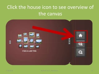 Click the house icon to see overview of
the canvas
7/26/2015 By:Pearl Joy C. Anonuevo 31
 
