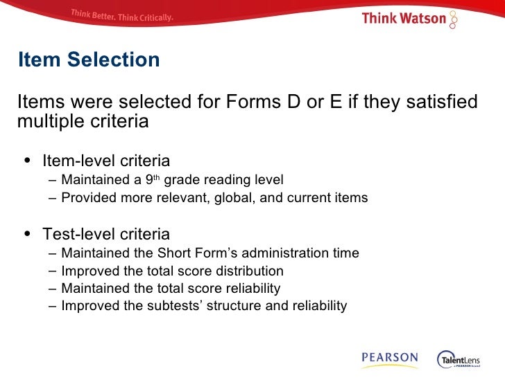 watson glaser ii technical details watson glaser ii form d answers