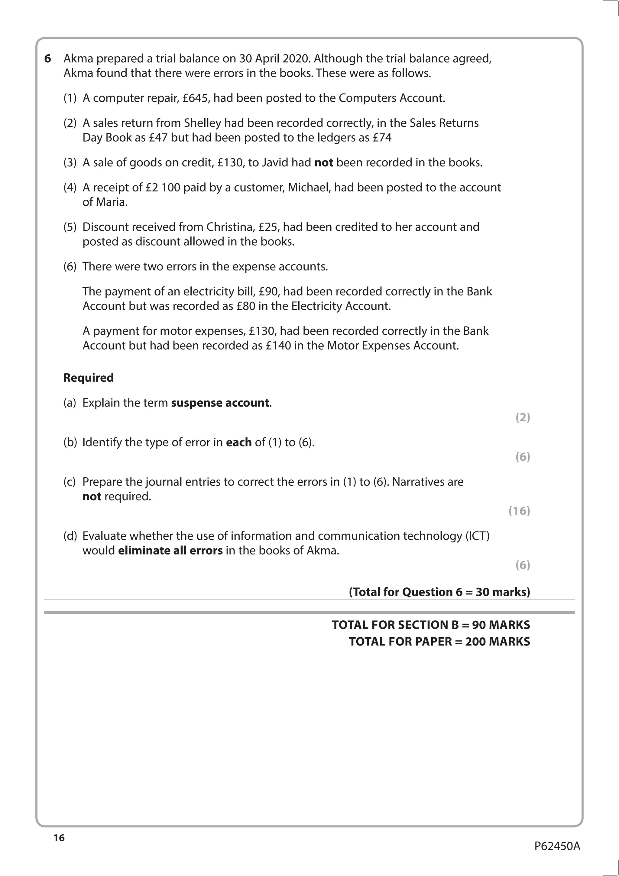 Pearson edexcel ial accounting may 2020 unit 01 the accounting system ...