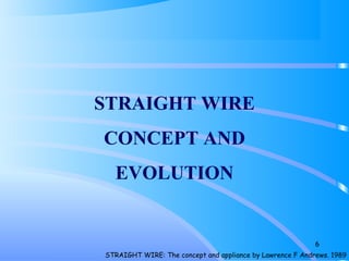 STRAIGHT WIRE
CONCEPT AND
EVOLUTION
6
STRAIGHT WIRE: The concept and appliance by Lawrence F Andrews. 1989
 