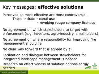 Benefits, burdens and solutions to Indonesian Peatland Fires