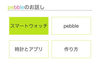 スマートウォッチ
pebbleのお話し
時計とアプリ 作り方
pebble
 