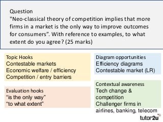 Question
"Neo-classical theory of competition implies that more
firms in a market is the only way to improve outcomes
for ...