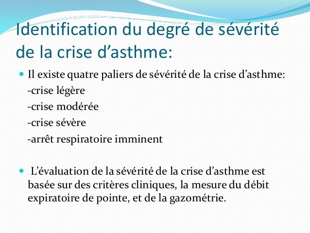 PEC de l'asthme en situation d'urgence. PEC de l'asthme en situation d'urgence.