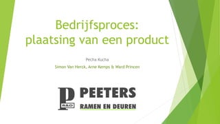 Bedrijfsproces:
plaatsing van een product
Pecha Kucha
Simon Van Herck, Arne Kemps & Ward Princen
 