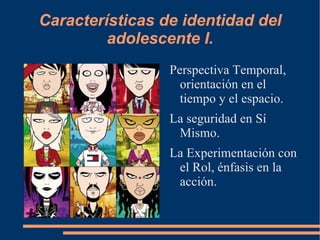 Características de identidad del adolescente I. Perspectiva Temporal, orientación en el tiempo y el espacio. 