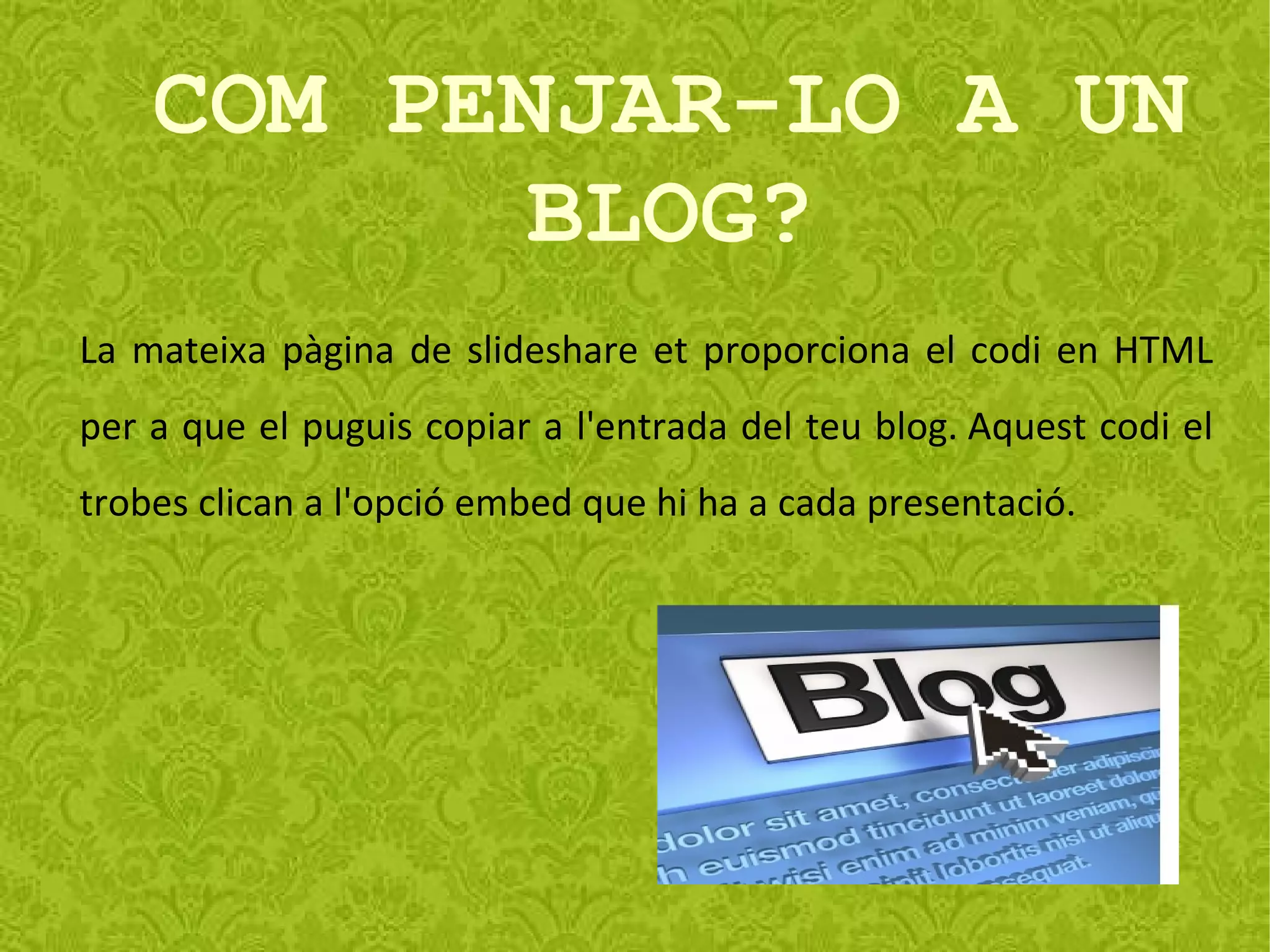 PER QUÈ EL PODEM COMPARAR AMB YOUTUBE? El Slideshare es pot comparar amb el Youtube, ja que aquestes dos wikis ens proporcionen una aplicació molt semblant; en les dues, ens permet penjar informació per a que estiguin a disposició de tothom que les vulgui utilitzar. 