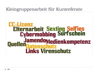 Kleingruppenarbeit für Kurzreferate
66
 
