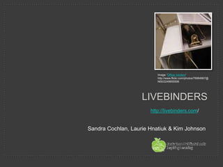 LiveBINDERS Sandra Cochlan, Laurie Hnatiuk & Kim Johnson Image: 'Office: binders' http://www.flickr.com/photos/76994867@N00/2249655506 http://livebinders.com/ 